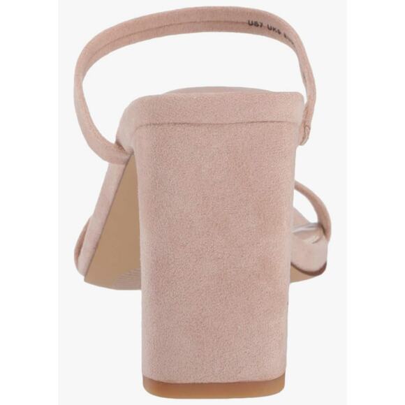 The Drop Women's Avery Square Toe Two Strap High Heeled Sandal, Natural Size 8 - Picture 3 of 7